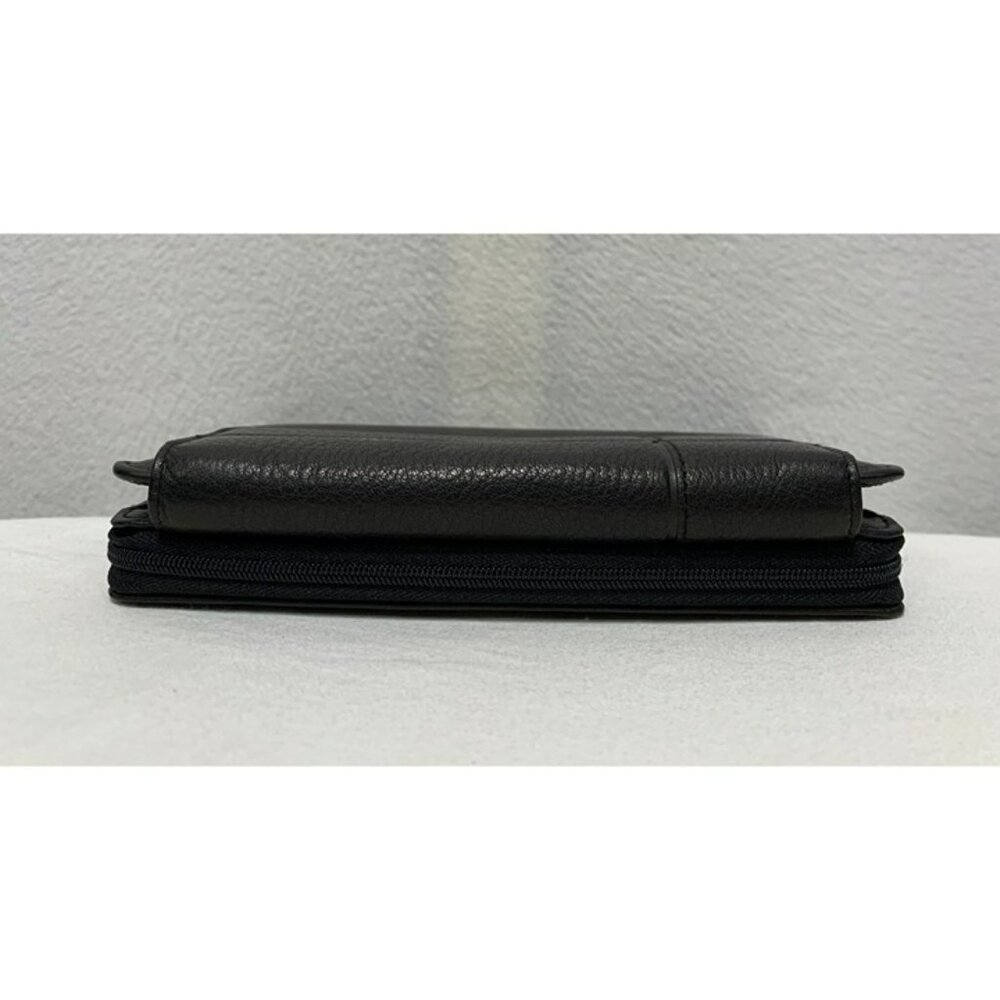 NEW Buxton Wallet Leather Black Ensemble Clutch Multiple Pockets Zip Closure - Picture 3 of 12